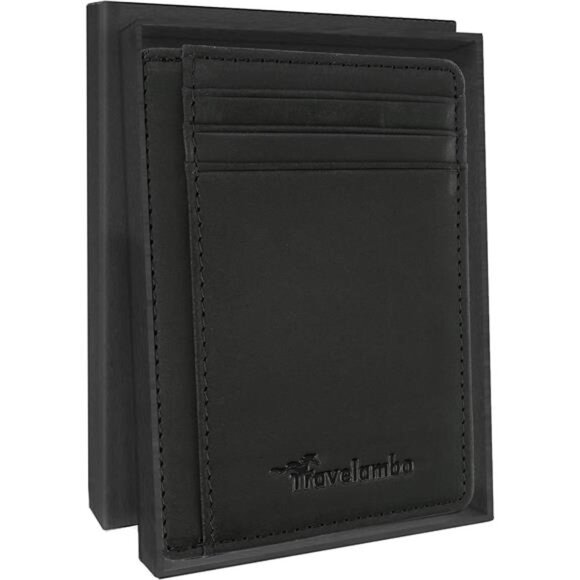 Slim Wallet Front Pocket Minimalist Crazy Horse Black